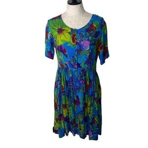 Phool Vintage 1990s Womens Dress Size Medium Multicolor Floral Midi India